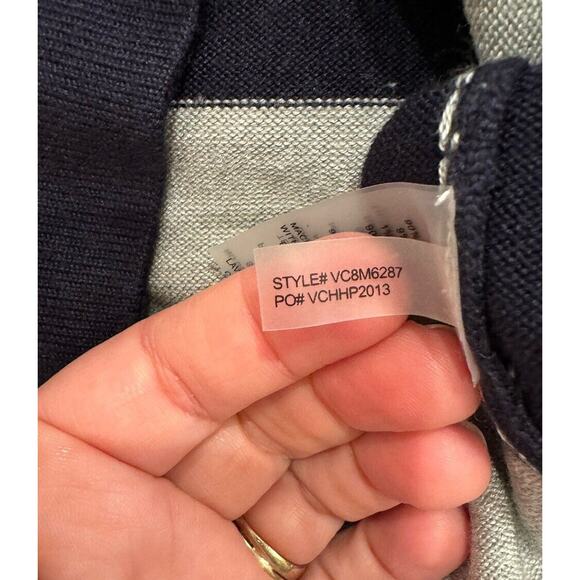 Vince Camuto Sweater Dress Womens S Striped Midi Navy Gray LS Nautical Preppy - Picture 4 of 5